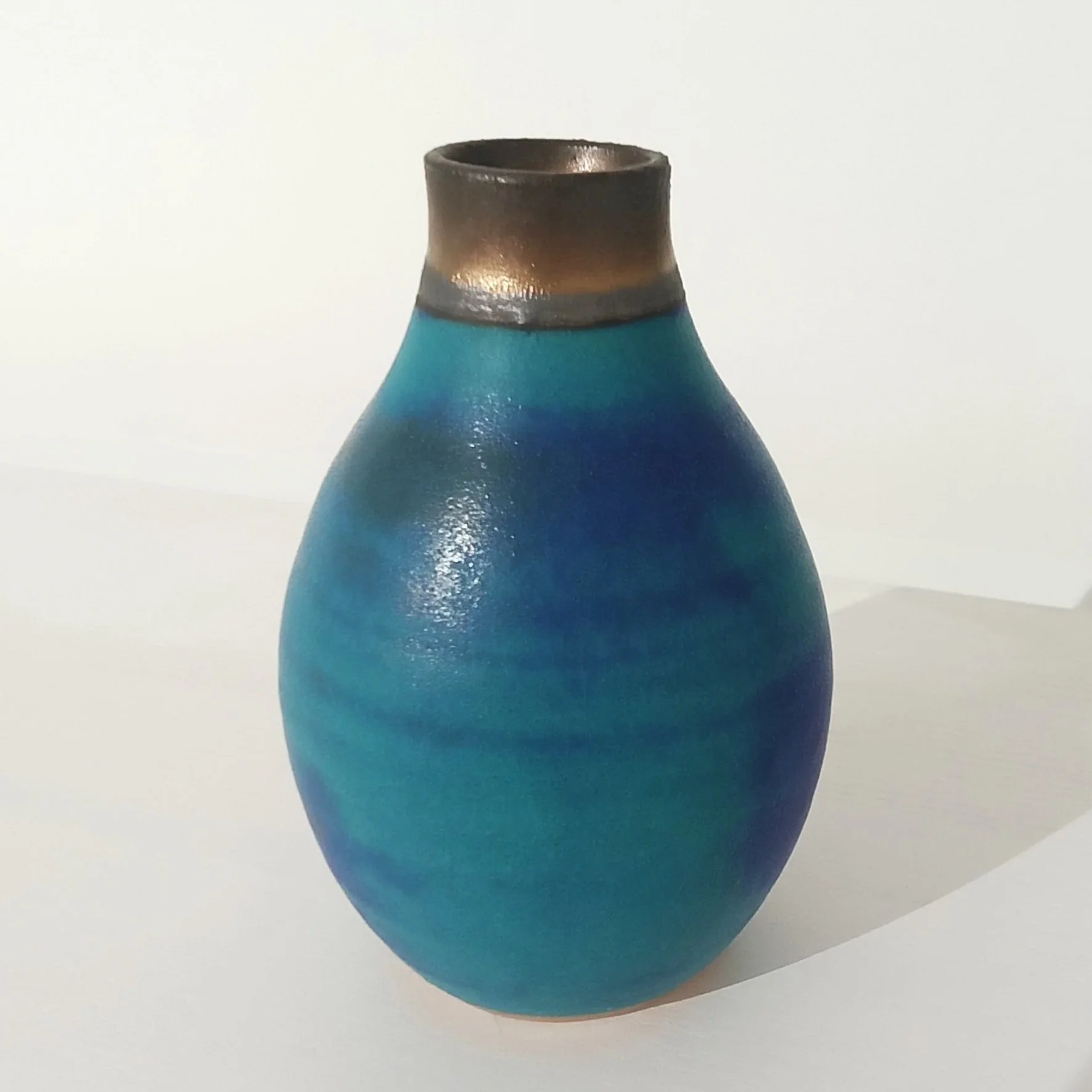 Small Blue and Gold Vase by Narberth Pottery