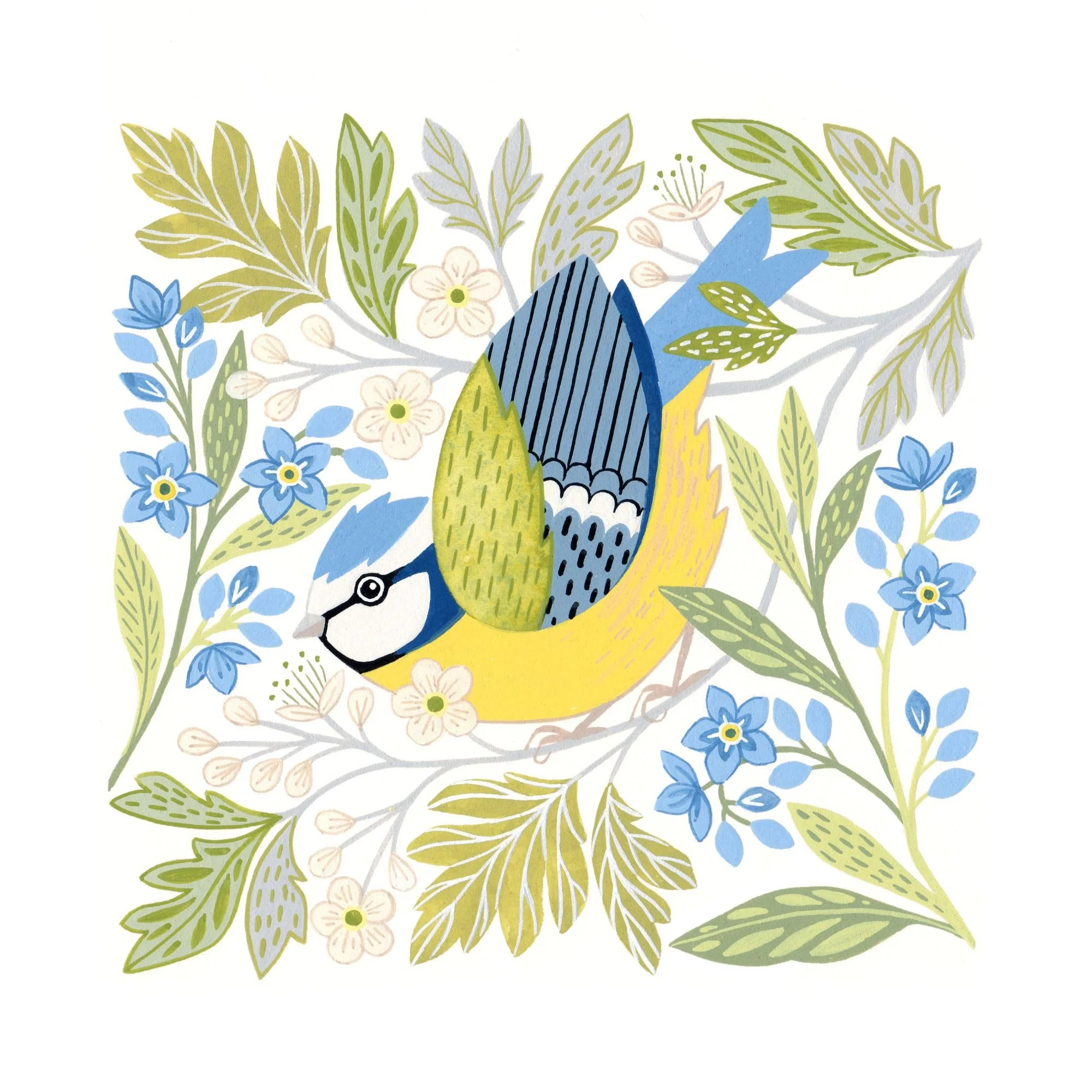Blue Tit, Hawthorn and Forget-me-not.jpg