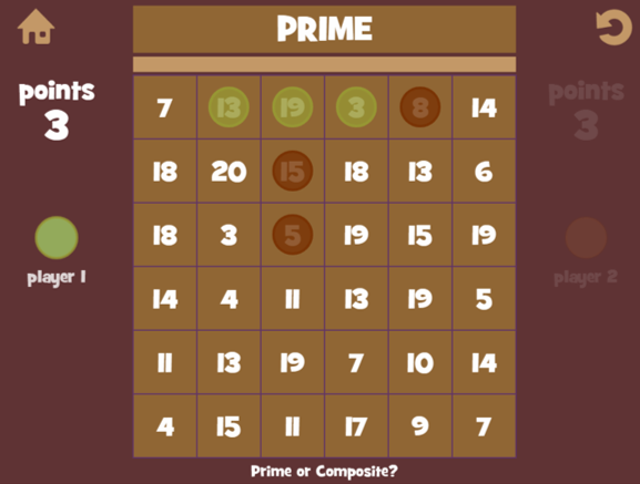 Maths Surpass - Find the Prime or Composite numbers on the board and play tactically to claim your opponents squares.  2 player mode or play against the computer