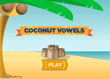 Coconut Vowels - A fast paced game where pupils have to select the correct grapheme