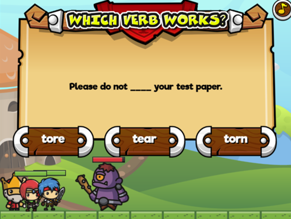 Kid Heroes Verbs - A simple game testing children's knowledge of irregular past tense verbs.