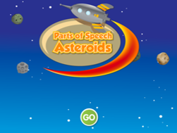 Parts of Speech Asteroids - Nouns, pronouns, prepositions, verbs, adjectives etc. Select what you wish to focus on.