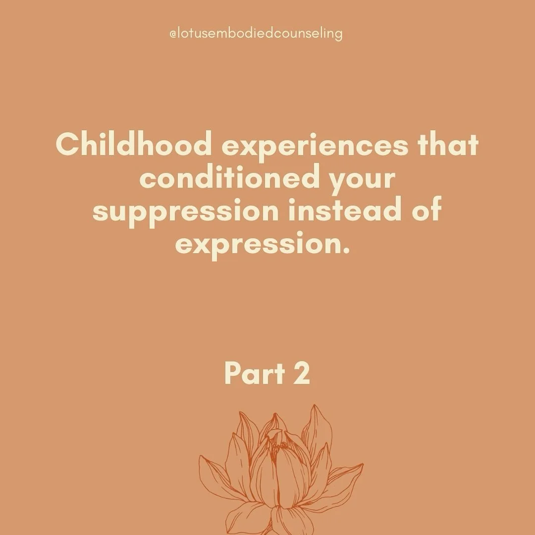 Part 2. Swipe to explore the invitation to get curios about your own experiences. 

#cptsdawareness #childhoodtrauma #cptsd #expressyourself #traumatherapy #therapists #lotusembodiedcounseling