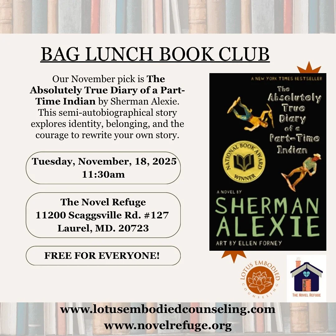In honor of Native American Heritage Month, we are reading The Absolutely True Diary of a Part-Time Indian by Sherman Alexie for our November bookclub. This National Book Award winning story explores the realities of coming of age for a teenager who 