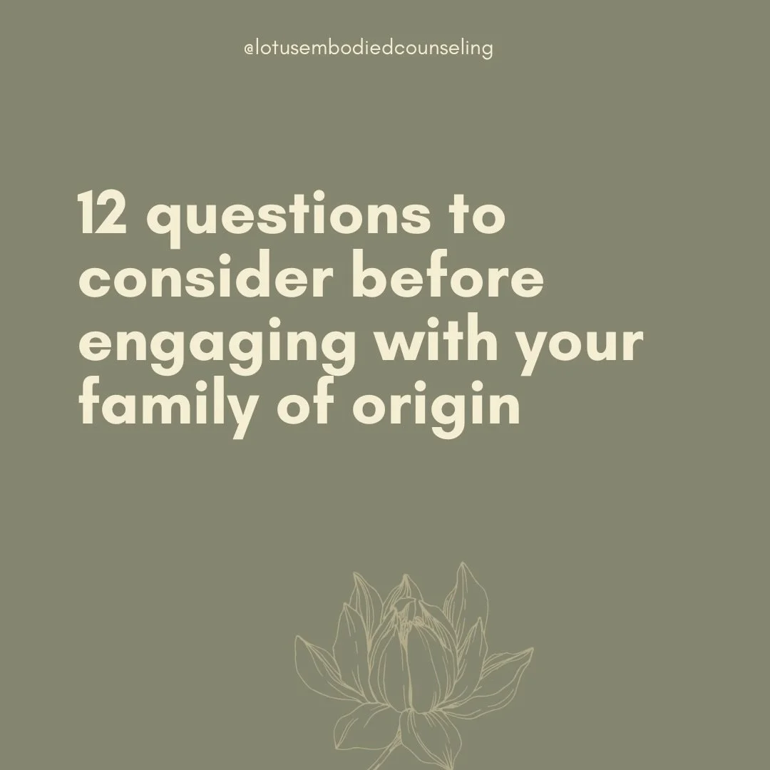 Time with family of origin can activate old patterns, unmet needs, and mixed expectations. Before saying yes out of habit or obligation, give yourself some time to consider your needs. 
These questions are meant to support discernment so your choice 