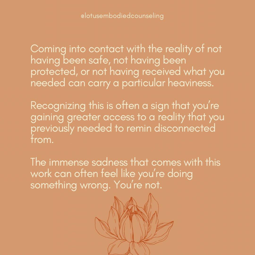 We owe ourselves the truth even when it hits like a ton of bricks at times. We don&rsquo;t need to speed it along; we need to find ways to hold our tenderness as we confront reality. 

#cptsd #traumatherapy #therapistofinstagram #complextrauma #grief