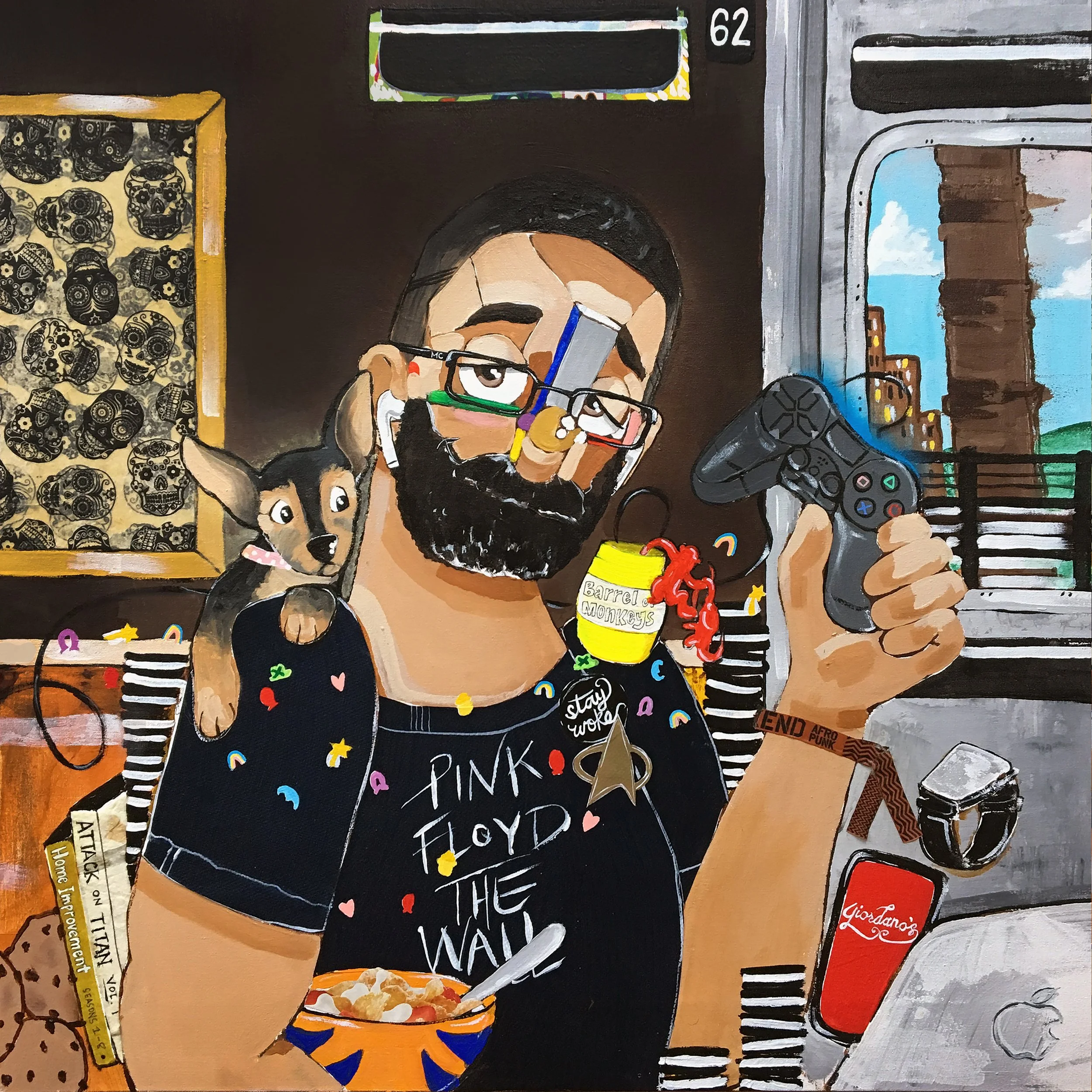 Greg & Lyddie , 2018
The Subway Series
Acrylic and paper on canvas
30 x 30 inches
New York, New York