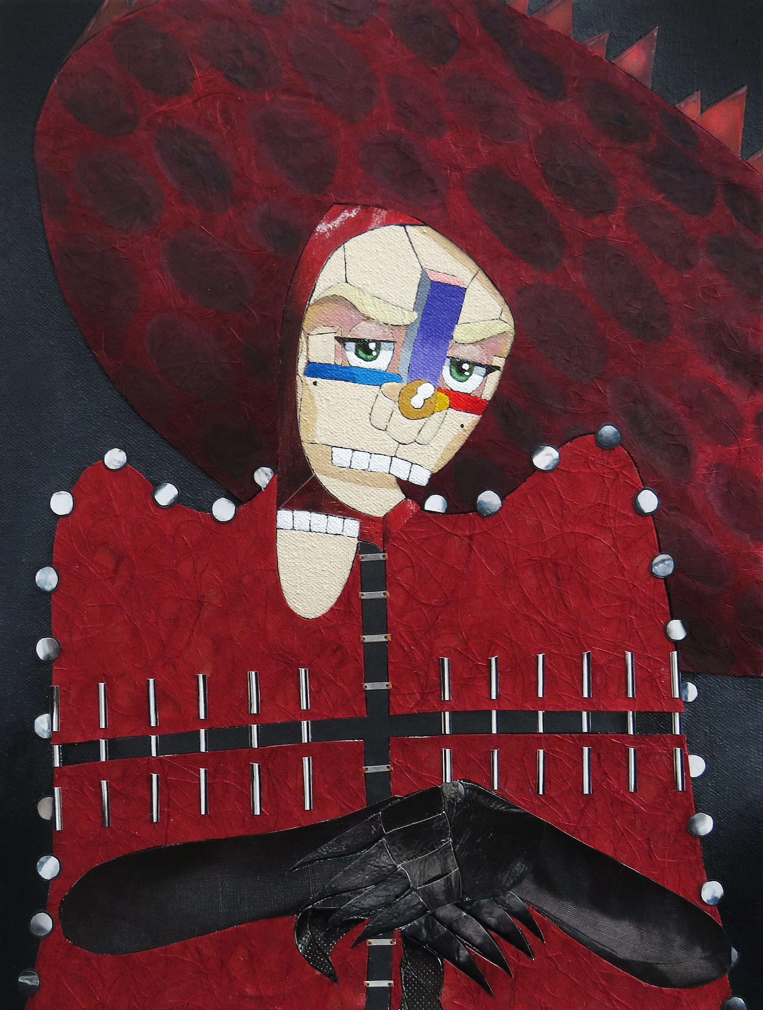 Ms. Mayhem , 2025
Acrylic, watercolor, marker, ink, glitter and paper on canvas
13 x 10 inches
Manchester, Connecticut