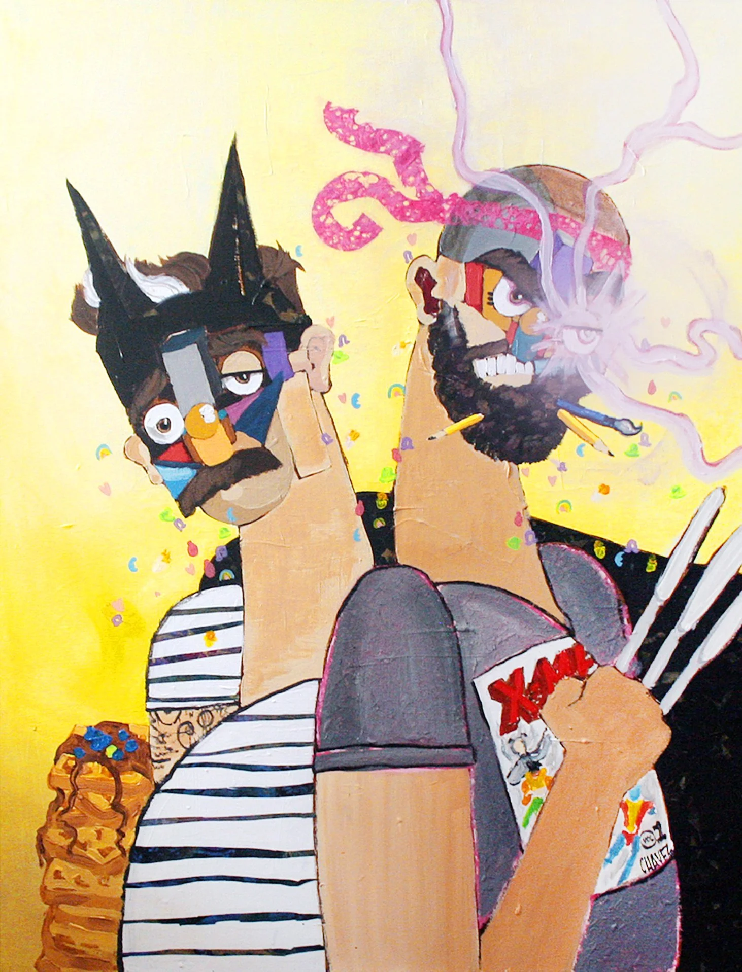 DC vs. Marvel , 2014
Acrylic and paper on canvas
48 x 36 inches
New York, New York