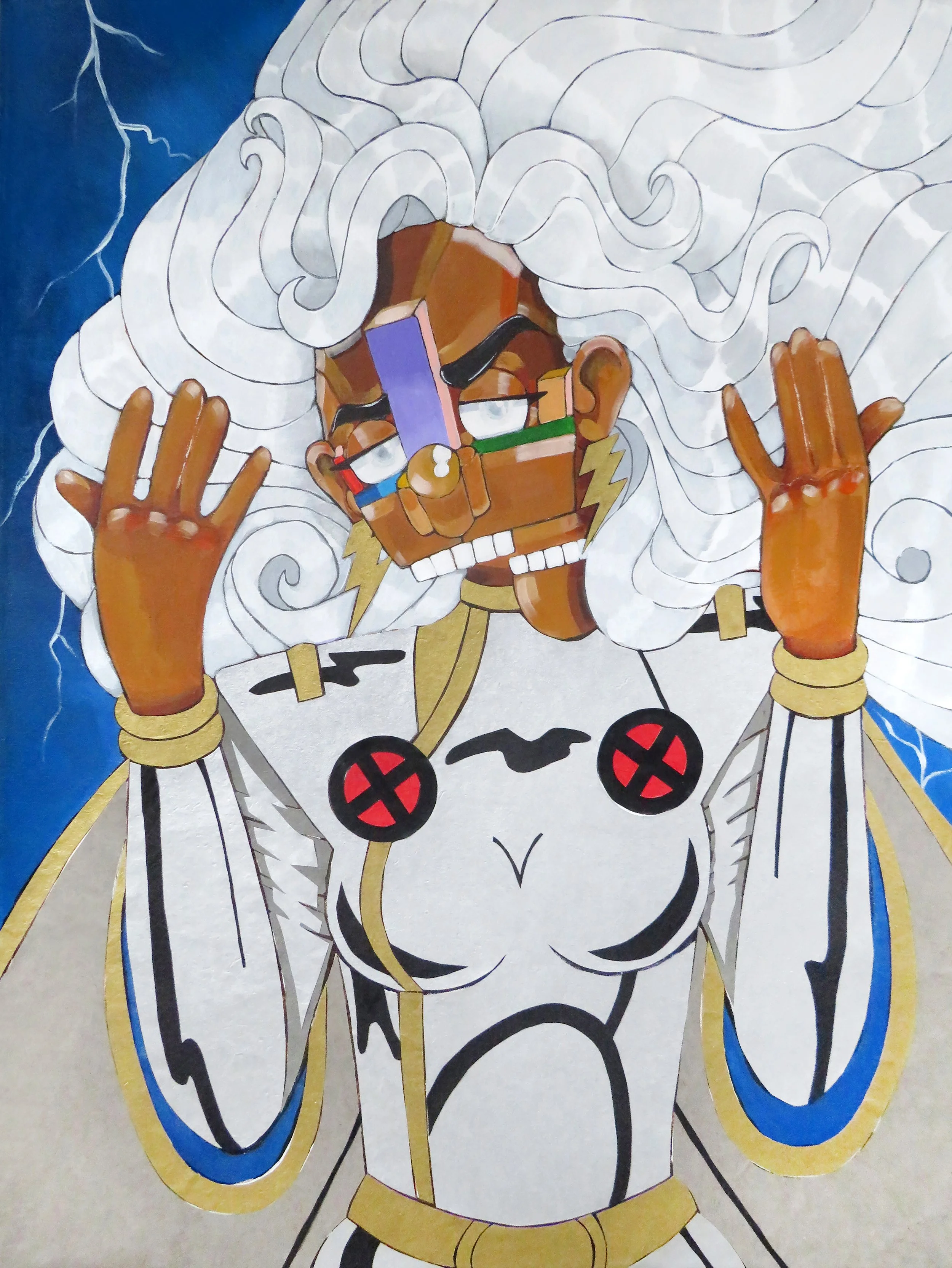 Storm, Mistress of the Elements , 2024
Acrylic and paper on canvas
40 x 30 inches
Manchester, Connecticut