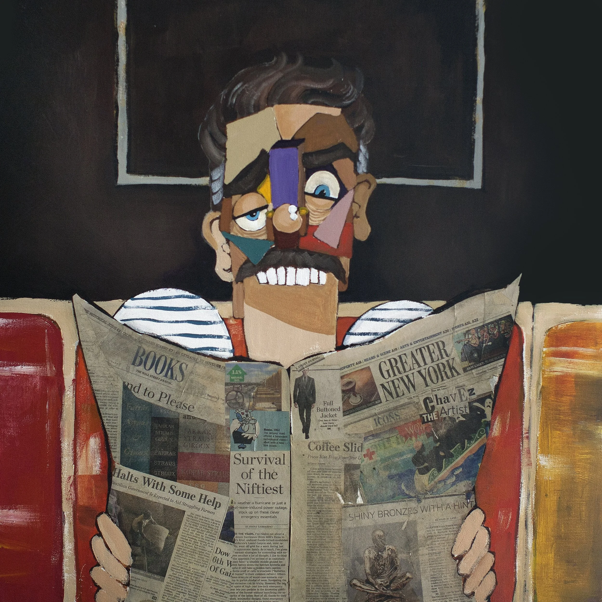 The Reader , 2013
The Subway Series
Acrylic and newspaper on canvas
30 x 30 inches
New York, New York