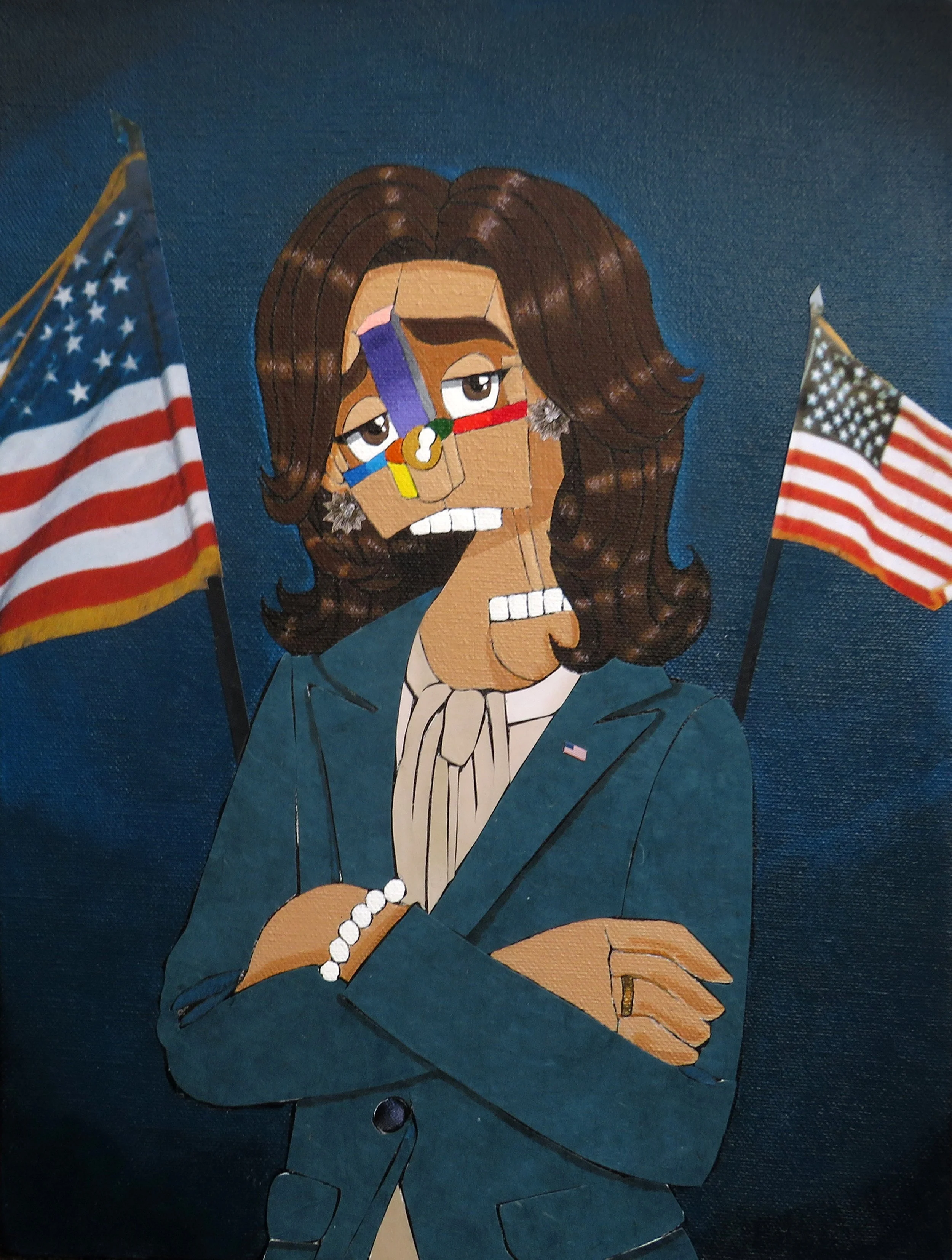 Madam Vice President , 2024
Acrylic, marker, ink, colored pencil, magazine and paper on canvas
13 x 10 inches
Manchester, Connecticut
