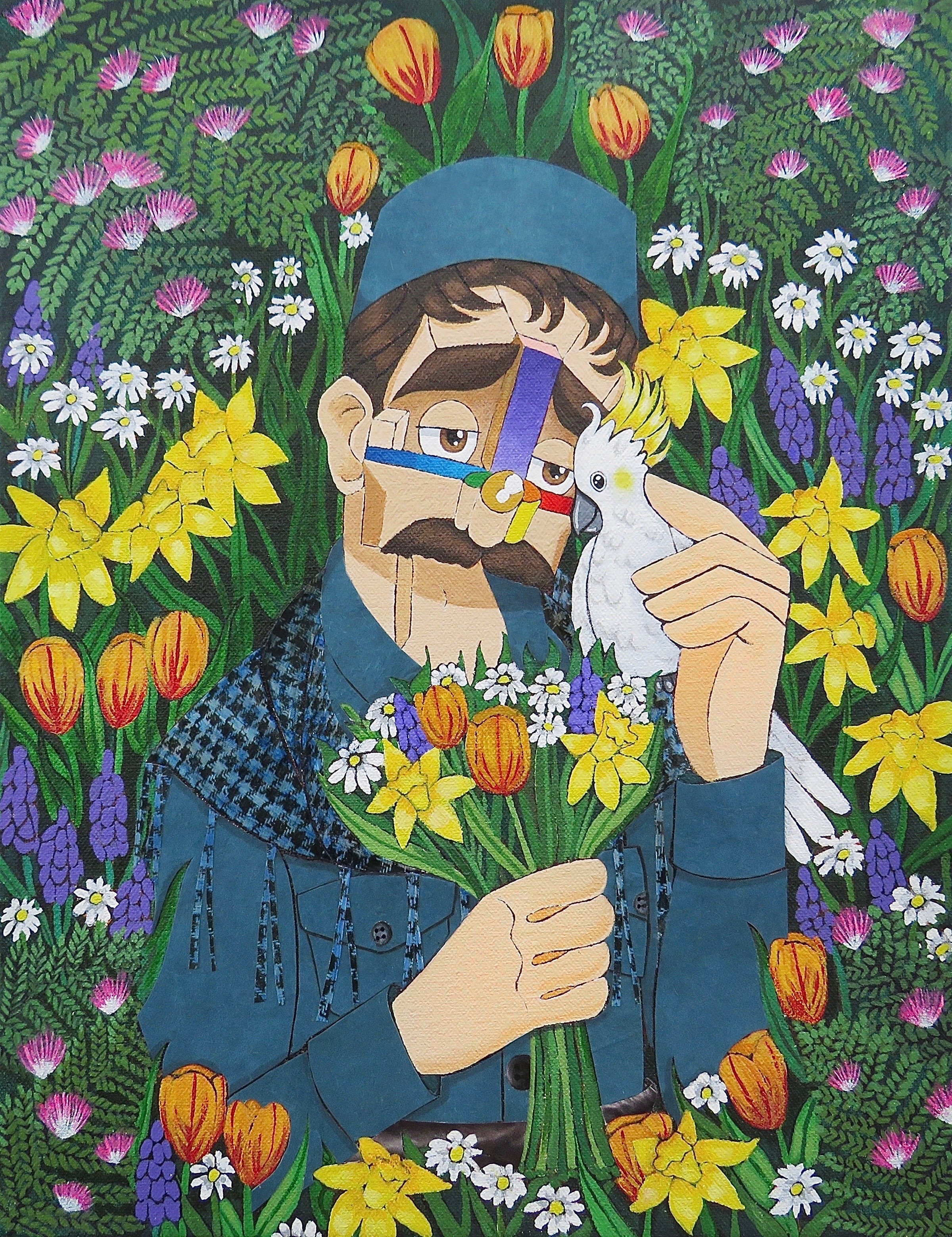   Best Friends  , 2026 
Acrylic, marker, ink, colored pencil and paper on canvas 
13 x 10 inches 
Manchester, Connecticut