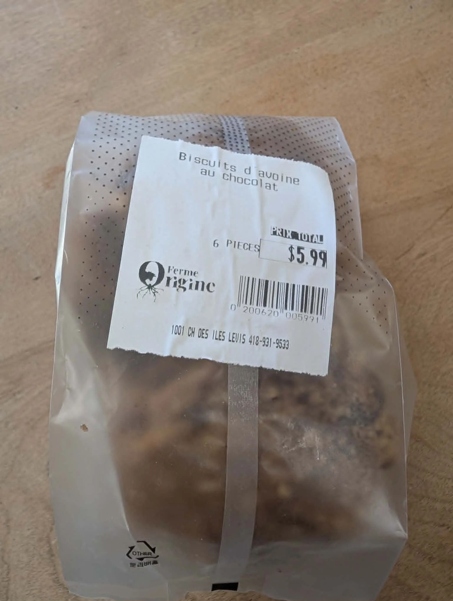 Biscuits d'avoine au chocolat