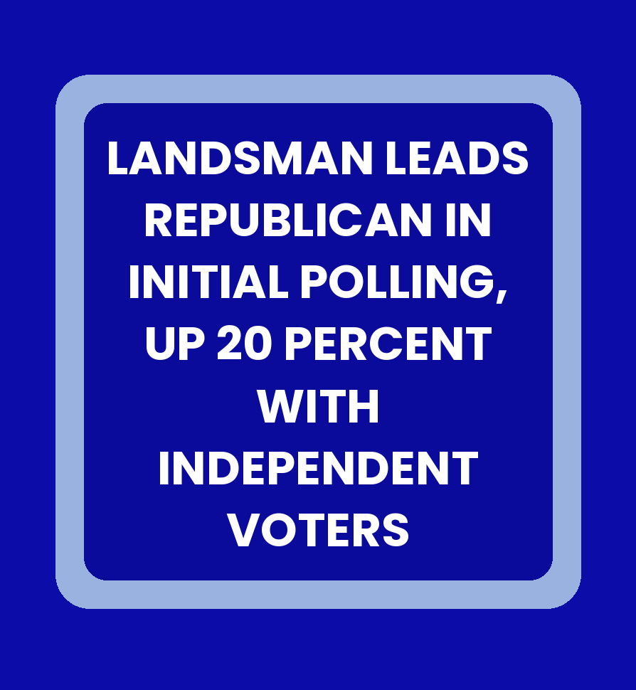 LANDSMAN LEADS REPUBLICAN IN INITIAL POLLING, UP 20 PERCENT WITH INDEPENDENT VOTERS