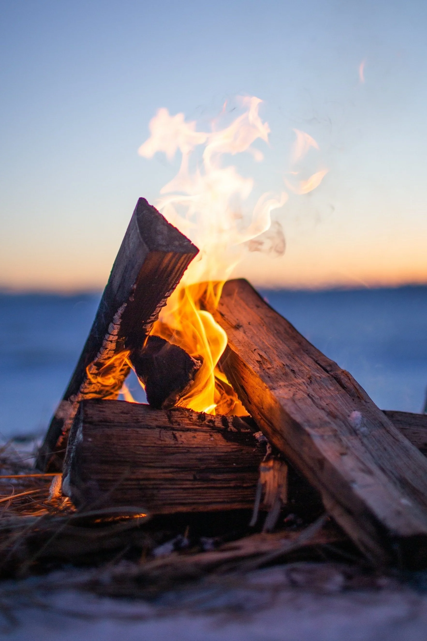 relaxing fire on the beach