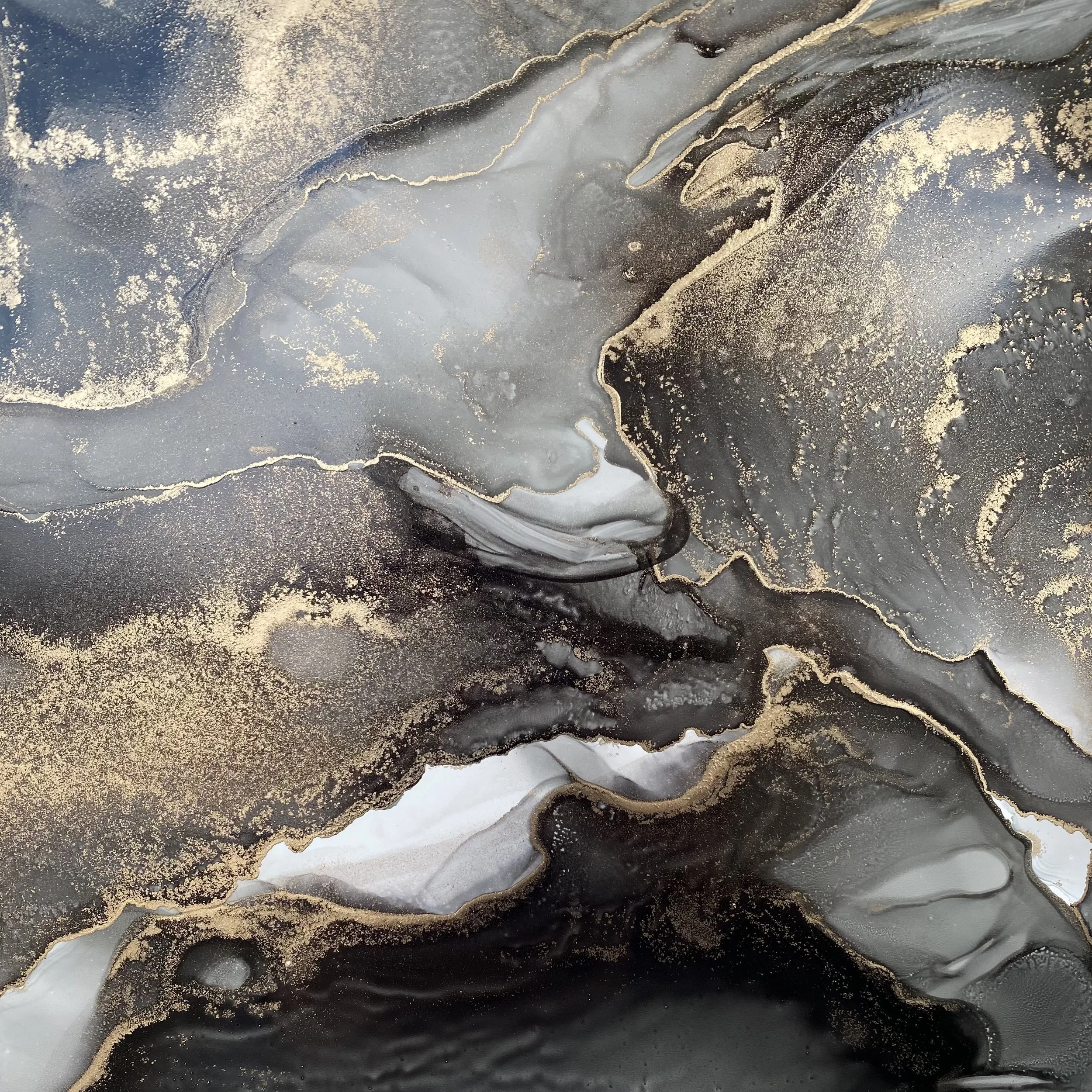 Black & Gold Abstract + Resin