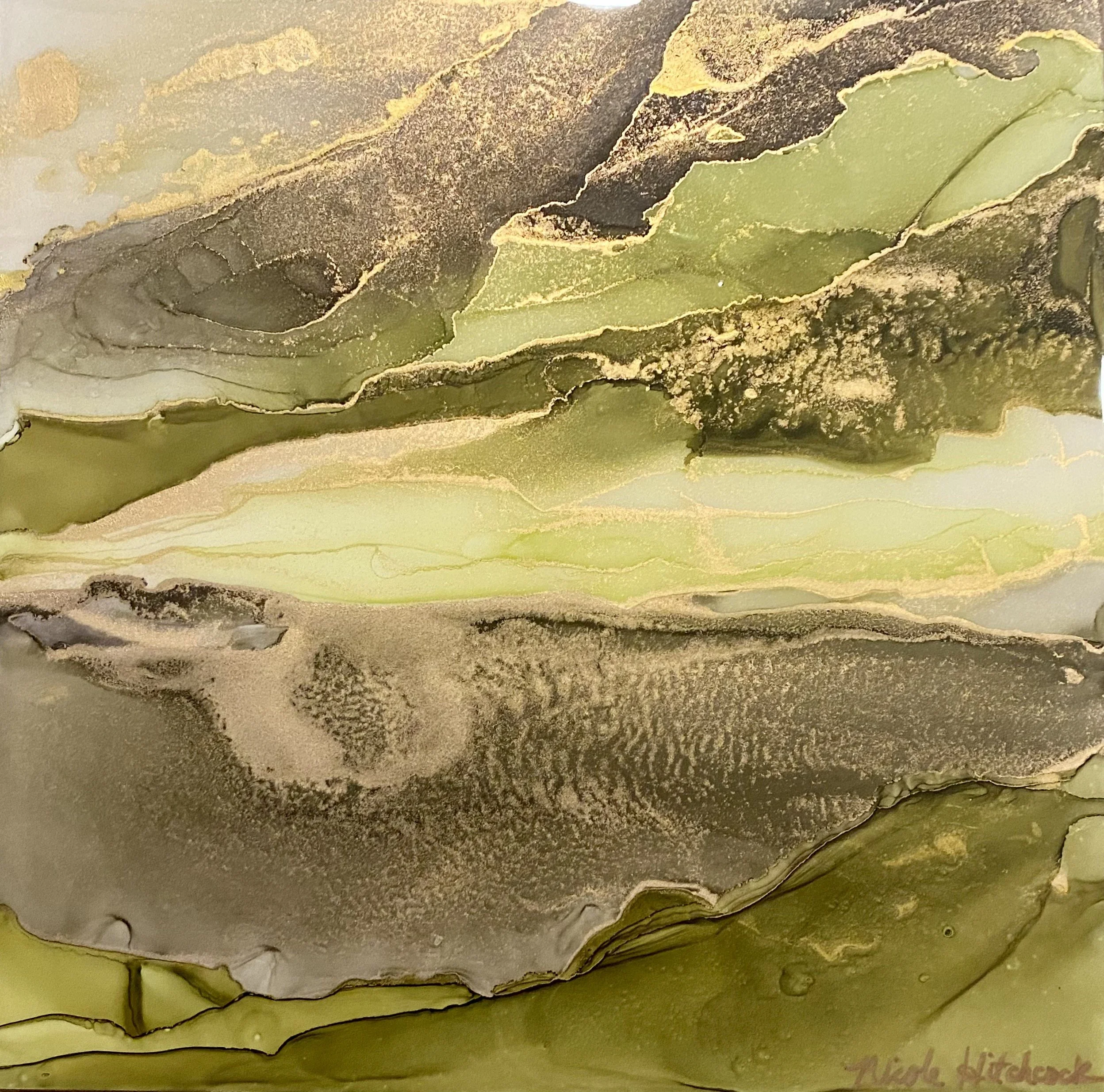 Green & Gold + Resin Abstract