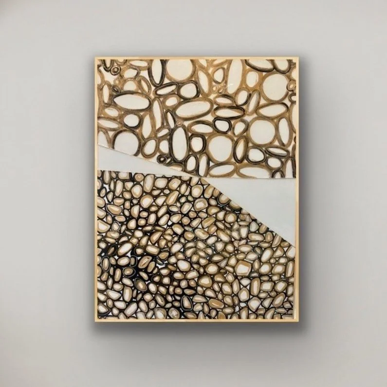 “Connection” is an original abstract mixed media and resin painting.