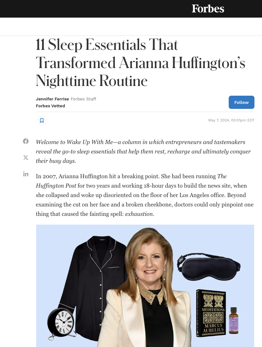 Arianna Huffington Sleep Essentials