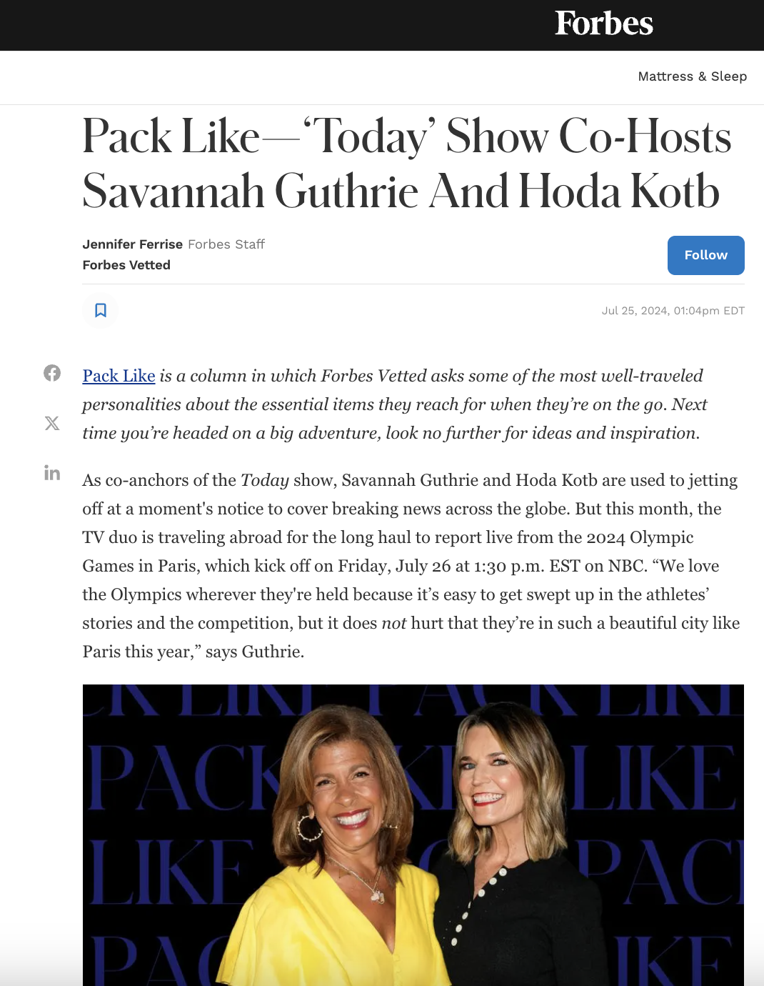 Pack Like Today Show Co-Hosts Savannah Guthrie And Hoda Kotb