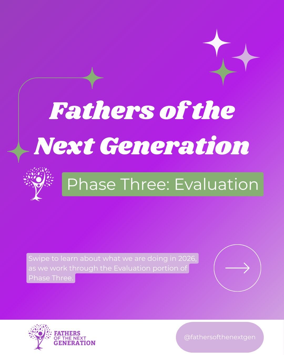 What&rsquo;s in store for Phase Three of the FOTNG Project? Evaluation! Swipe to learn about our Evaluation process and stay tuned for more information about how we will be moving forward with building our parenting program 💜 #fotng #father #parenti