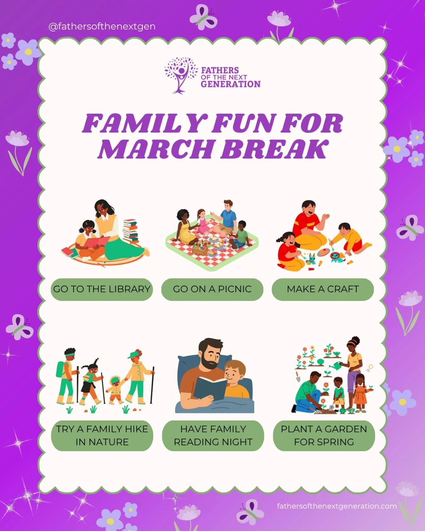 March Break is for family fun! Try out some of these activities to spend quality time with family over March break 💜✨ #father #parenting #parentingprogram #indigenousparenting