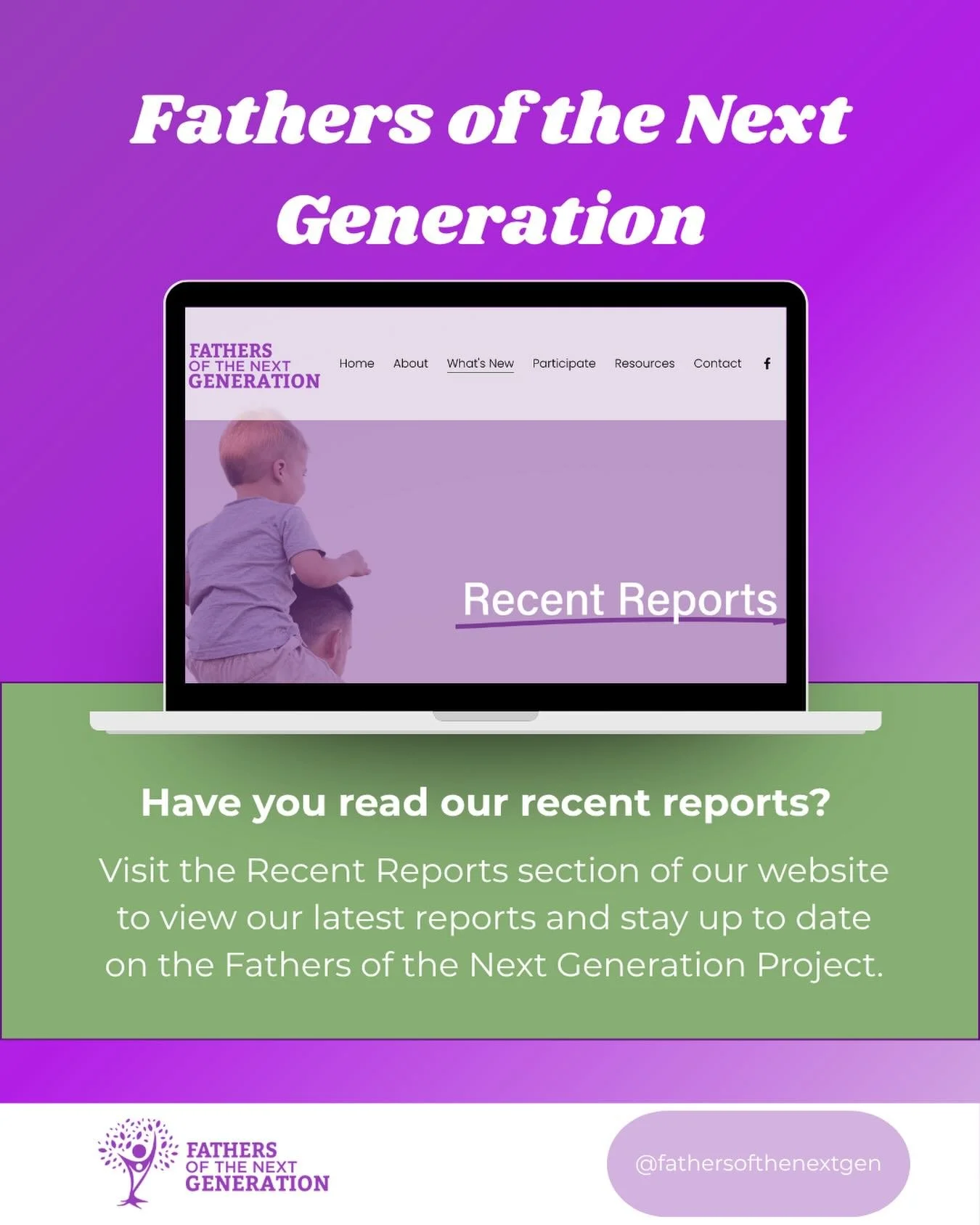Learn more about the parenting program we are building by and for Indigenous Fathers by reading our recent reports! 💜 Visit the recent reports section of our website at the link in bio to see what we have been up to 🔗
