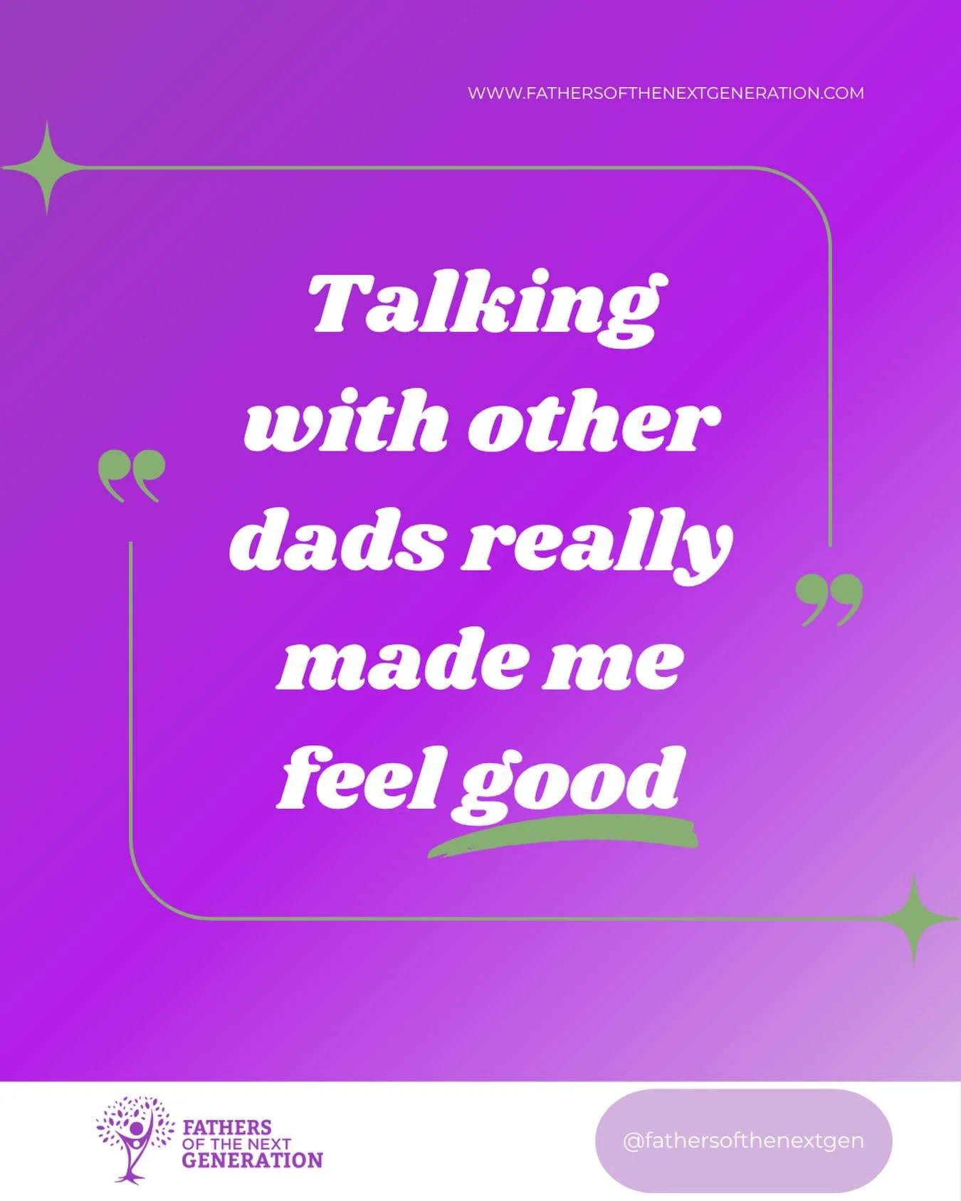 Our Fathers of the Next Generation find that connecting with other dads makes them feel good! 💜🙌 FOTNG is a parenting program by and for Indigenous fathers, learn more on our website at the link in bio 🔗