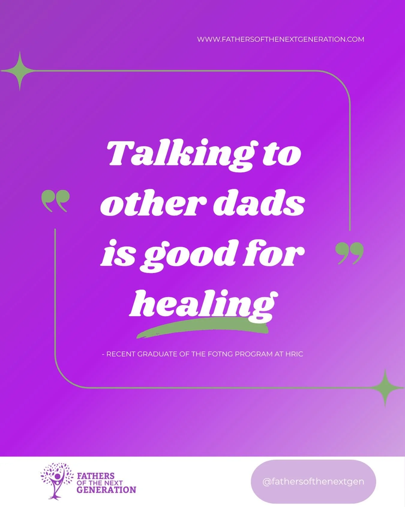 Our Fathers of the Next Generation community finds that connecting with other dads is good for healing! 💜 FOTNG is a parenting program by and for Indigenous fathers, learn more on our website at the link in bio 🔗