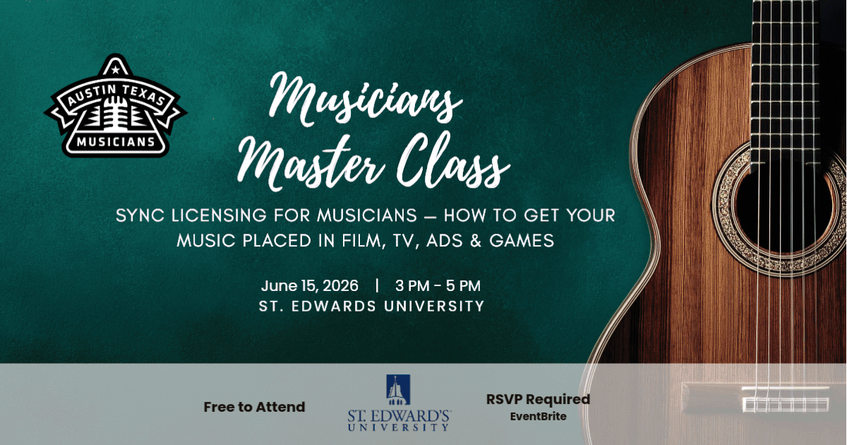 Jun 15: Musicians Master Class - Sync Licensing, Music Placement &amp; Revenue Streams for Independent Artists