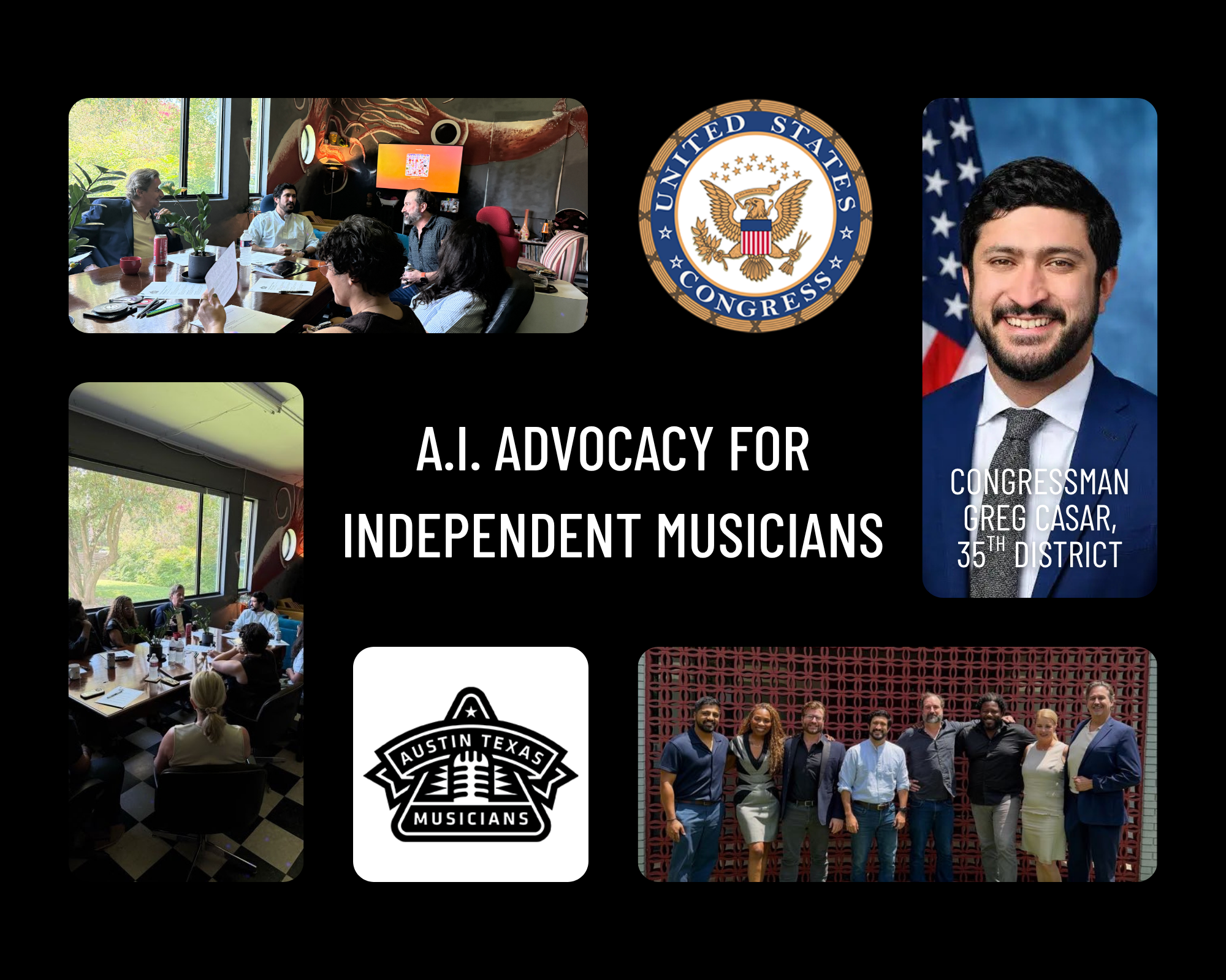 Austin Texas Musicians Meets with Congressman Greg Casar to Advance AI Protections for Musicians