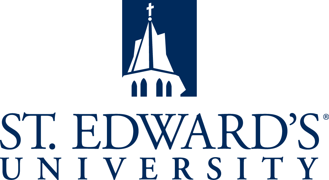 Logo of St. Edward's University with a stylized church steeple and cross above the university name.