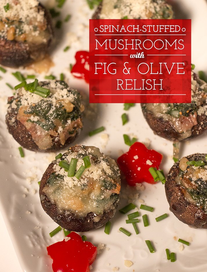 Stuffed Mushrooms with Fig &amp; Olive Relish