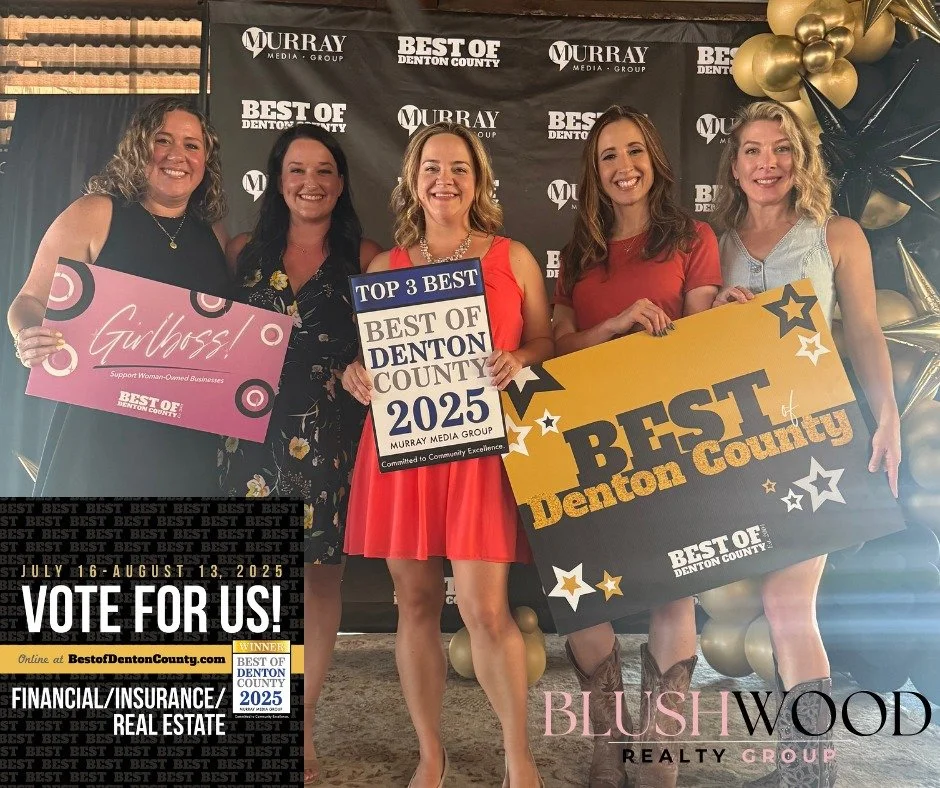 🚨 Voting is still open for Best of Denton County&mdash;and we need your help!

Cast your vote for Rachel Moussa as Best Buyer&rsquo;s Agent and Blushwood Realty Group as Best Real Estate Team 💛

👉 Don&rsquo;t forget to let us know once you&rsquo;v
