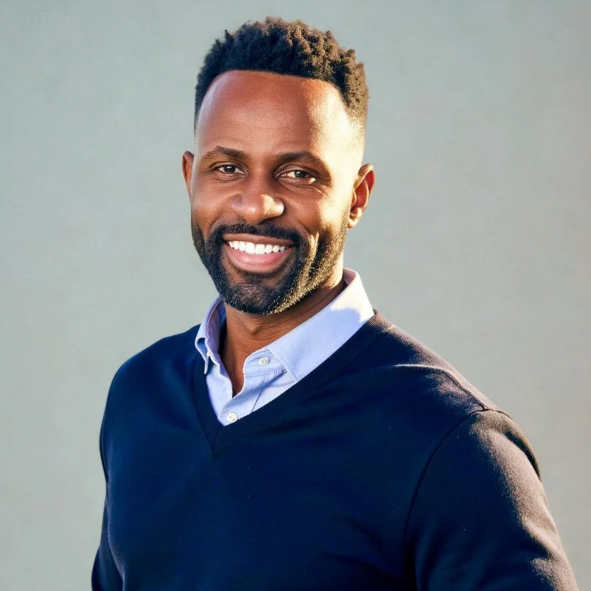 Professional portrait of Justin D. Key smiling in a blue sweater.