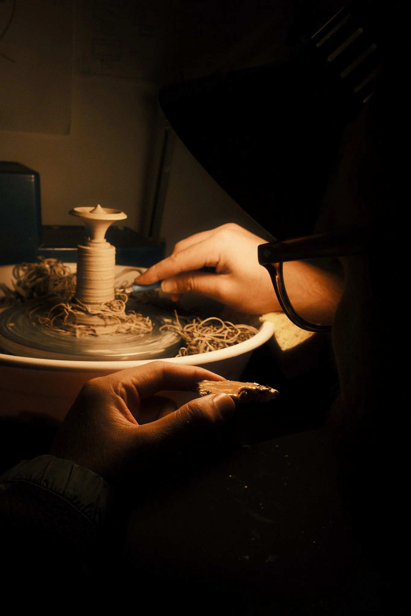 When working really small I like some times having food on the other hand, it is hard to gage if im holding the tool too tight but it is easy to know if you are holding a rice cracker too hard. It will break.