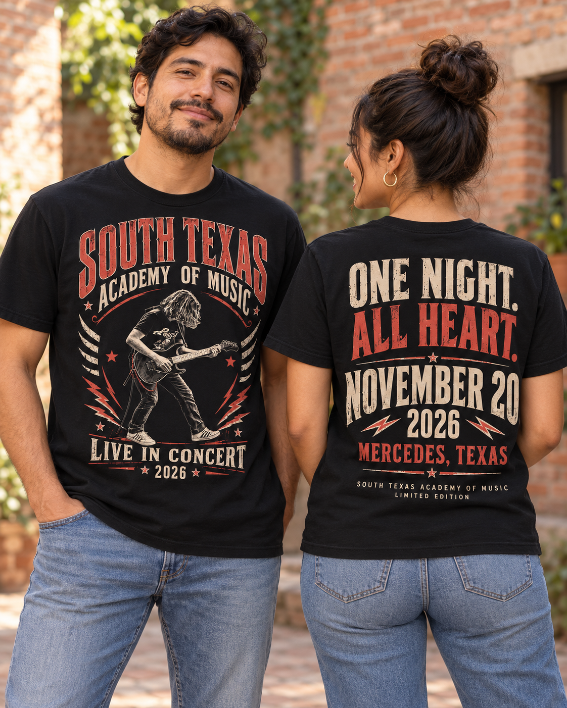 Friends model matching front-and-back band tees (3).png