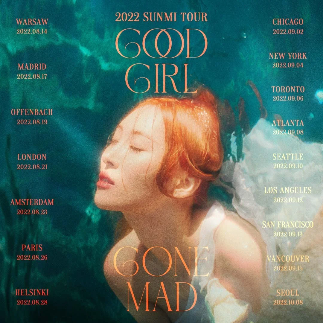 list of cities sunmi for her north american tour