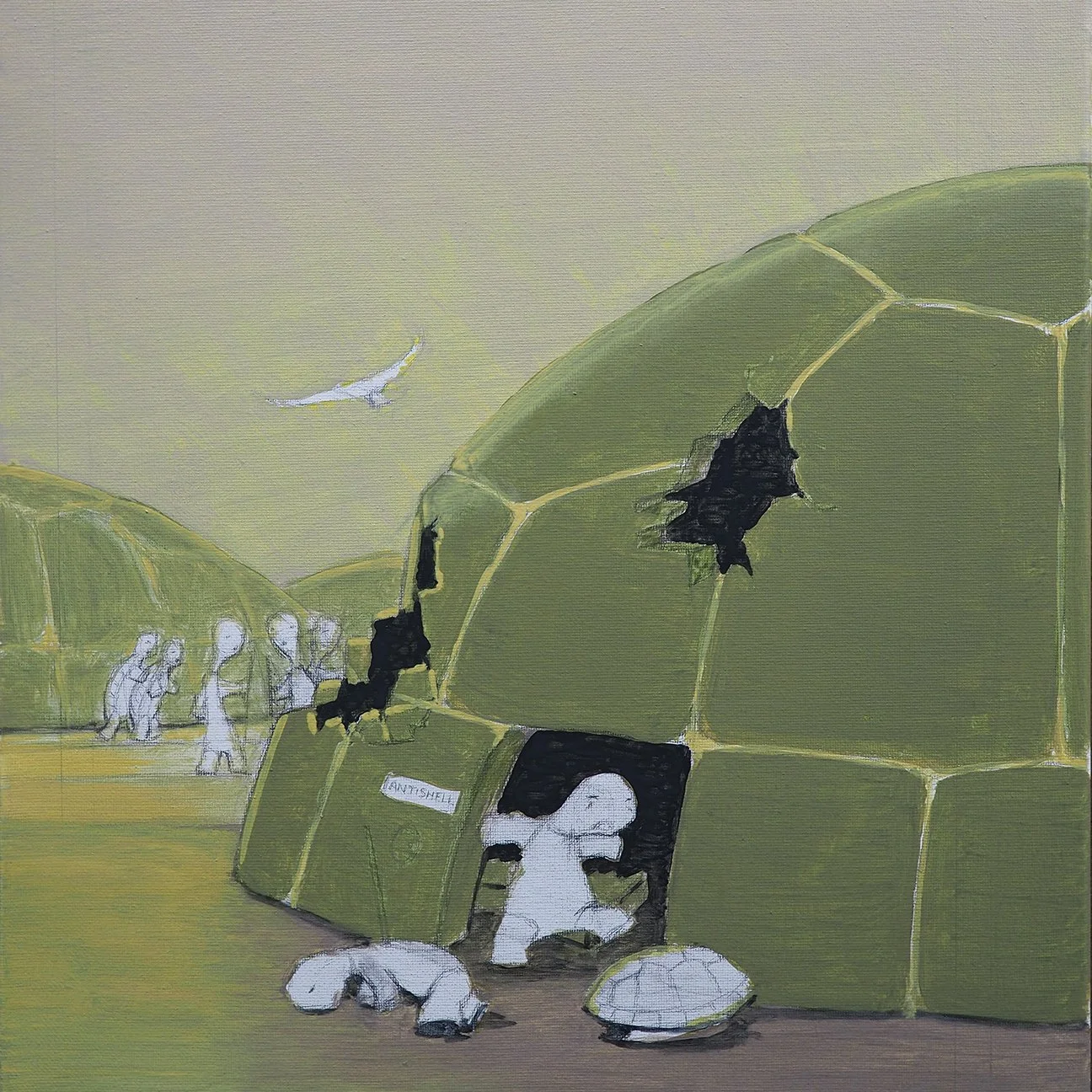 Mike Leavitt's acrylic painting for his absurdist parable.