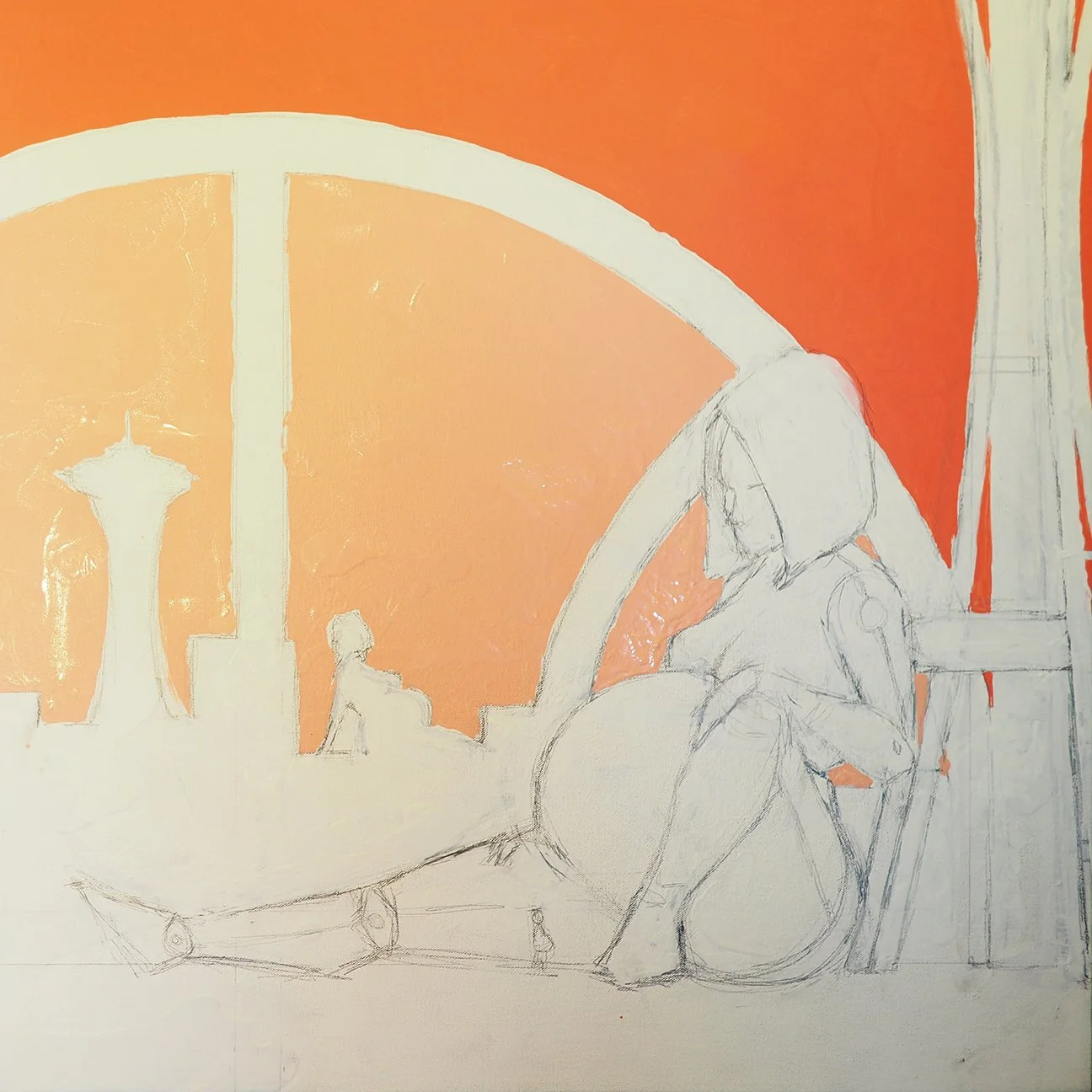 Artist memory painting '90's Seattle history sci-fi robots