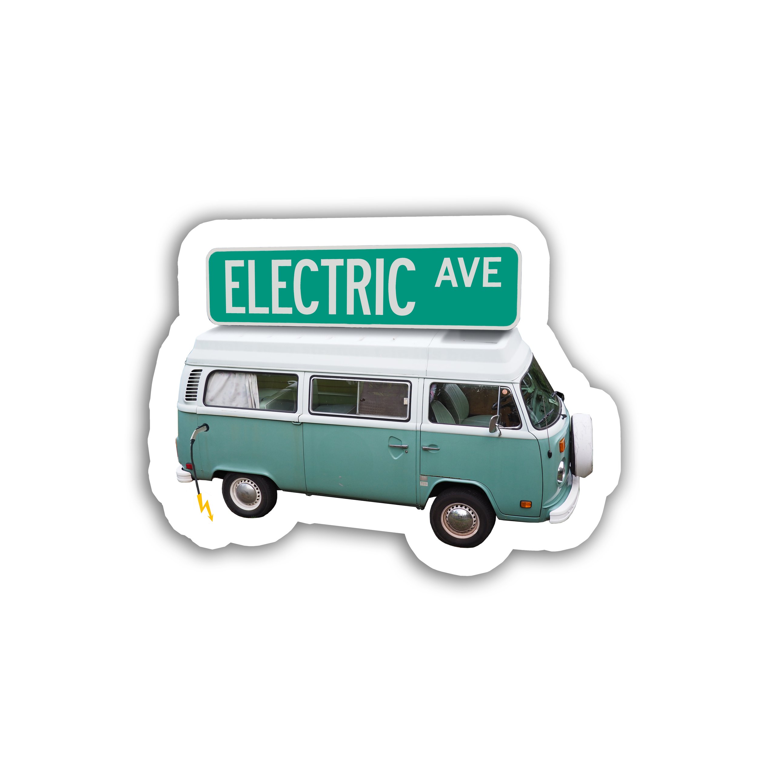 Vintage Volkswagen EV Electric Vehicle Bus Conversion Sticker