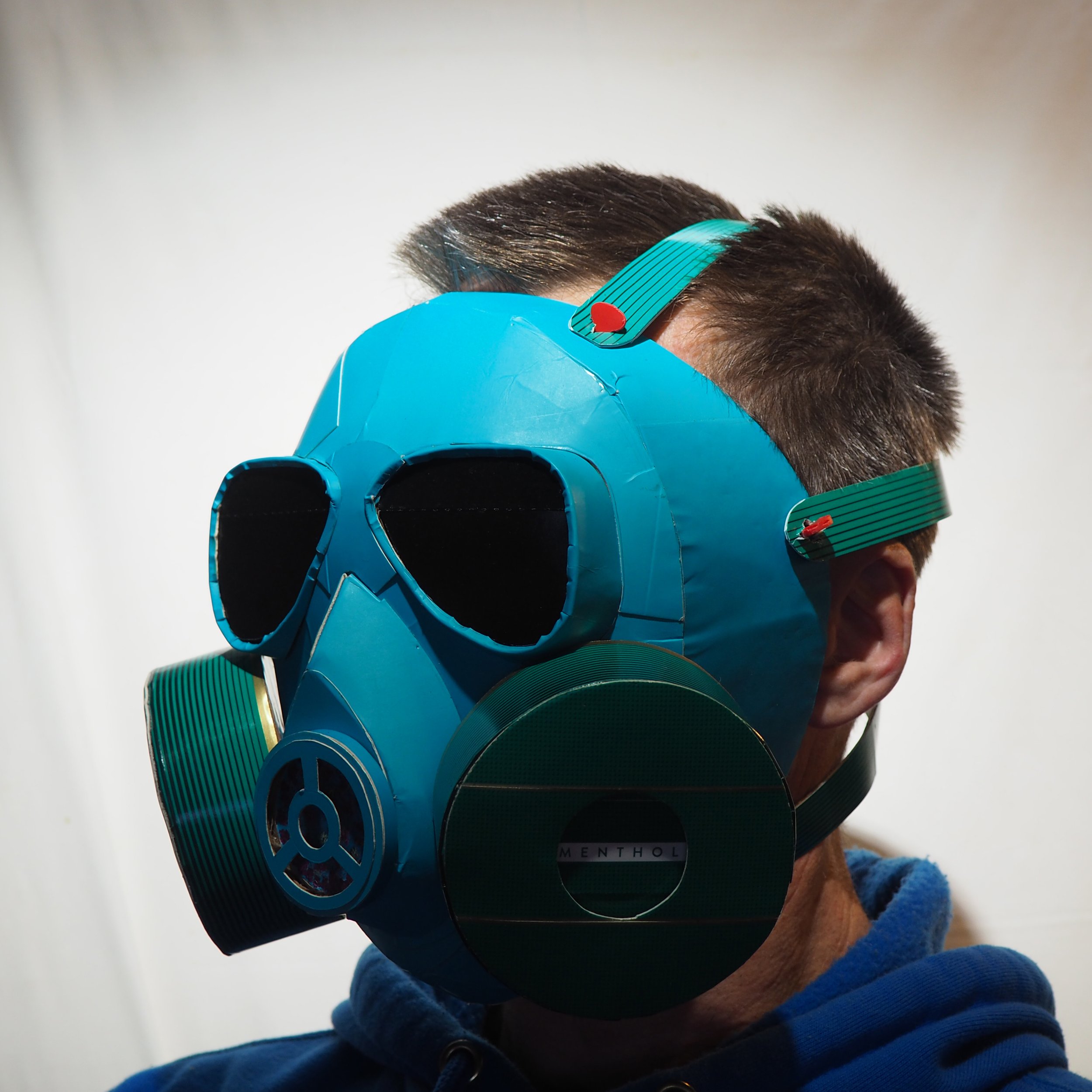 Gas mask 2020 dumpster fire wildfires George Floyd art sculpture menthol cigarettes parody