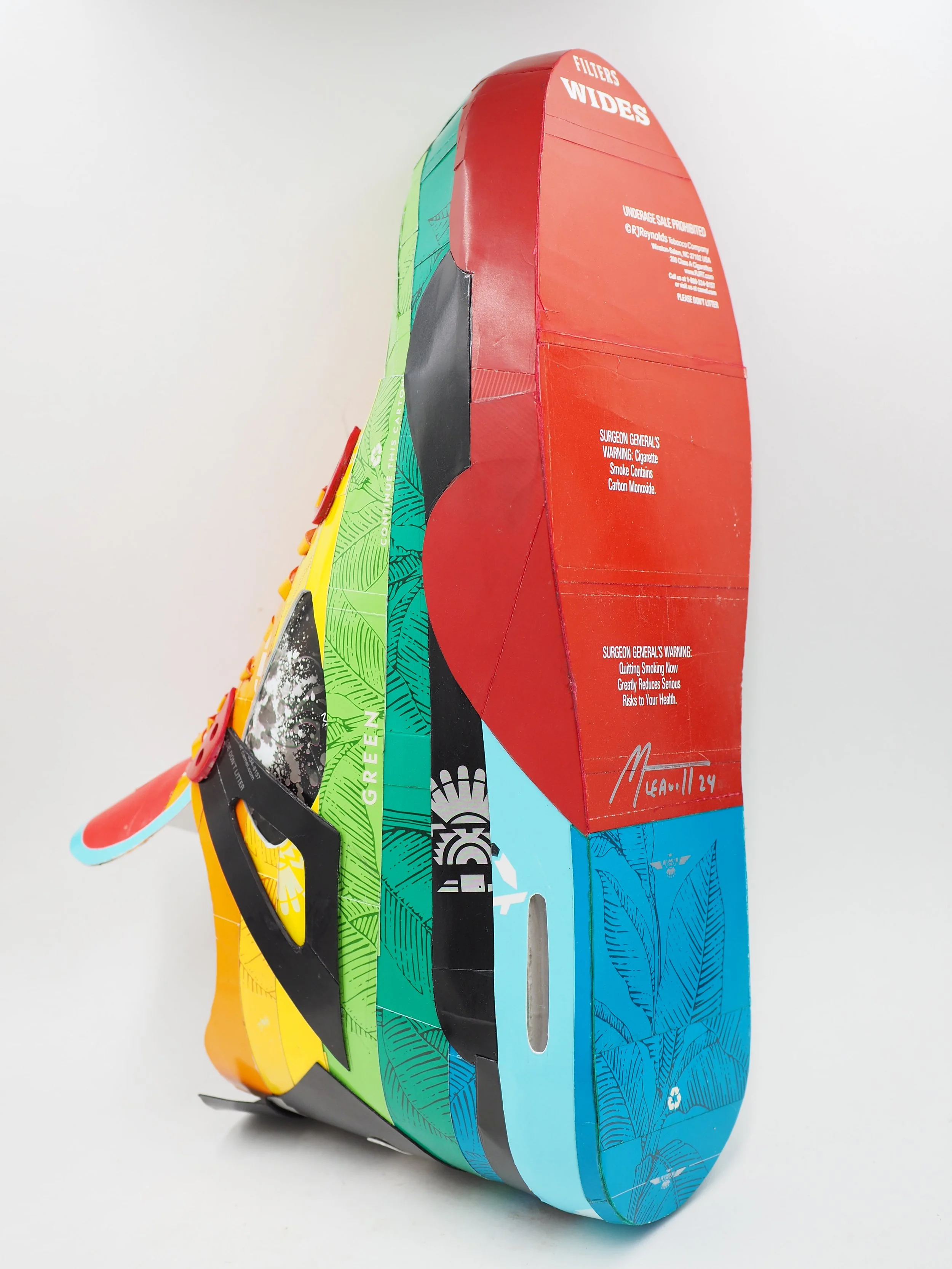 Pop art consumer culture big tobacco American Spirit Nike Air Jordan collector shoe sculpture