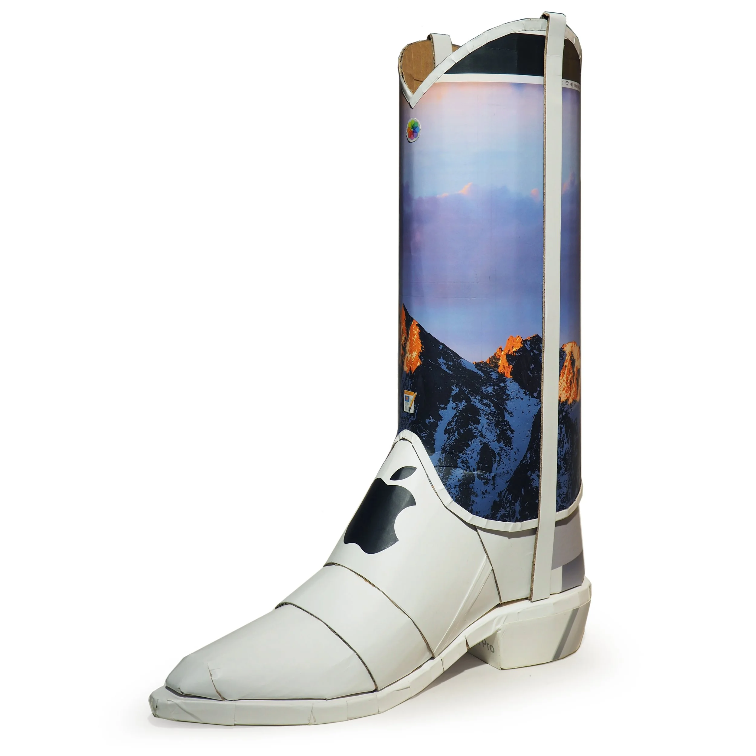 Apple Mac iPhone iPad corporate consumer culture anti-capitalist satire bashing pop art recycled material sculpture