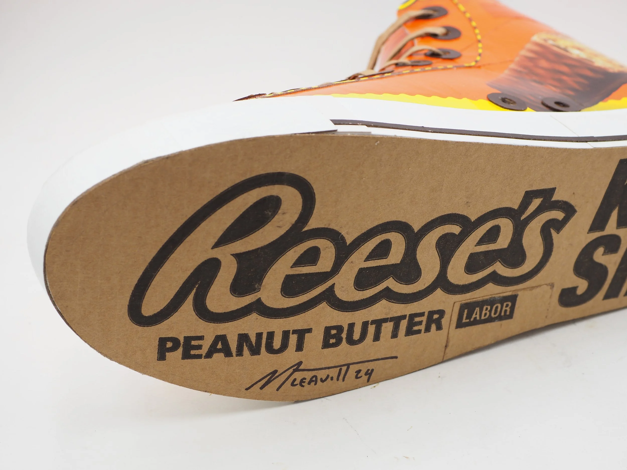 Reeses Hershey chocolate Chuck Taylor Converse All-Star orange candy collector basketball shoe geek pop art parody sculpture