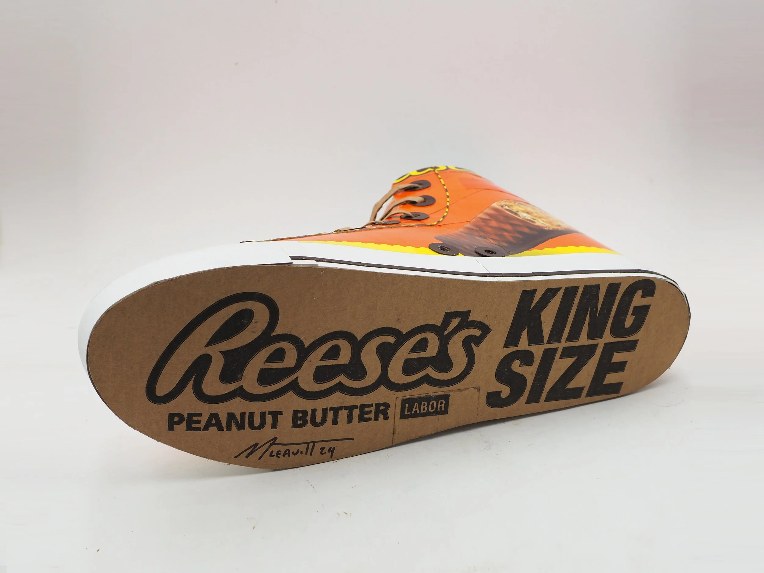 Reeses Hershey chocolate Chuck Taylor Converse All-Star orange candy collector basketball shoe geek pop art parody sculpture
