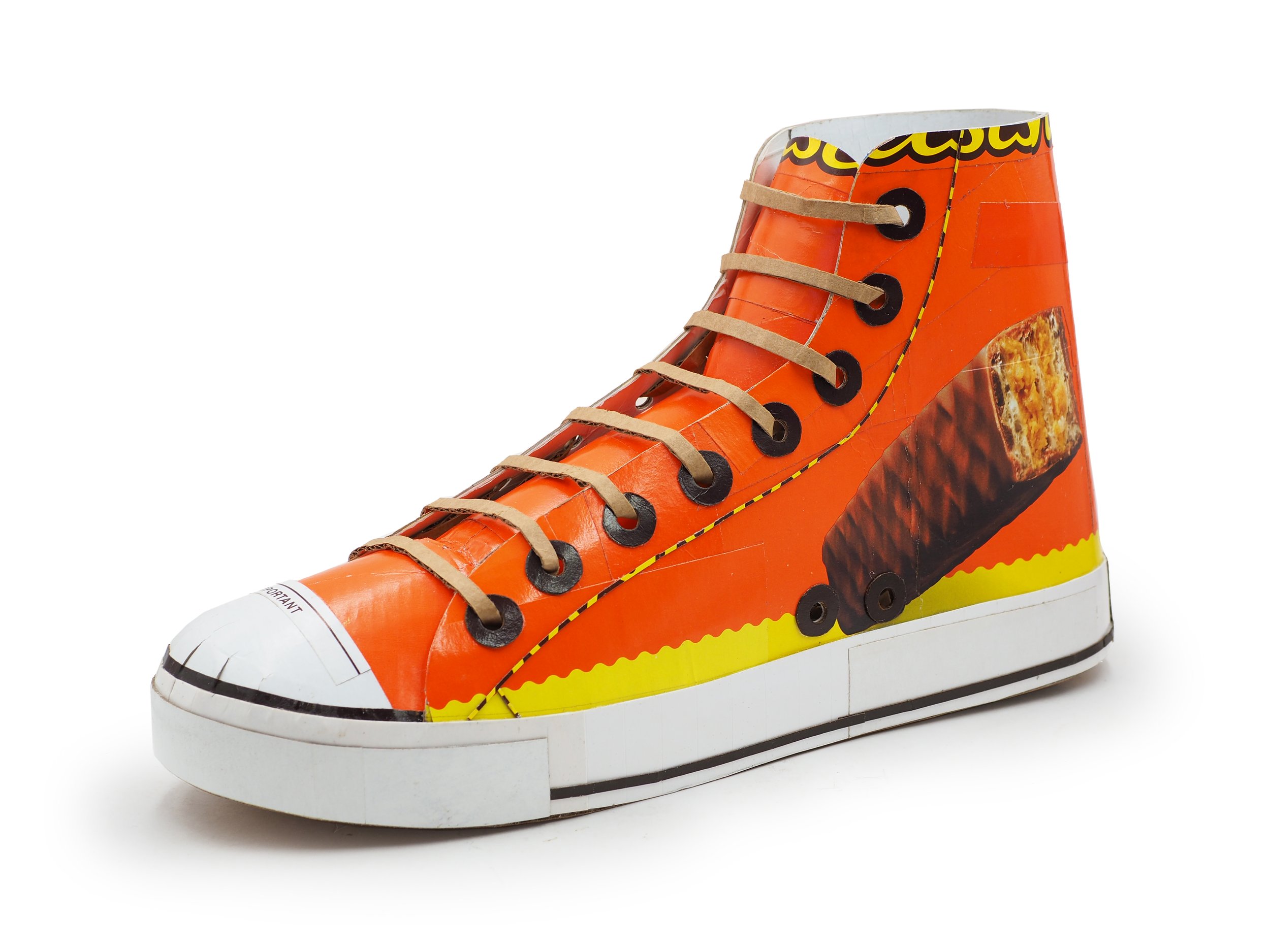 Reeses Hershey chocolate candy Chuck Taylor Converse All-Star orange candy collector NBA basketball shoe geek pop art parody sculpture