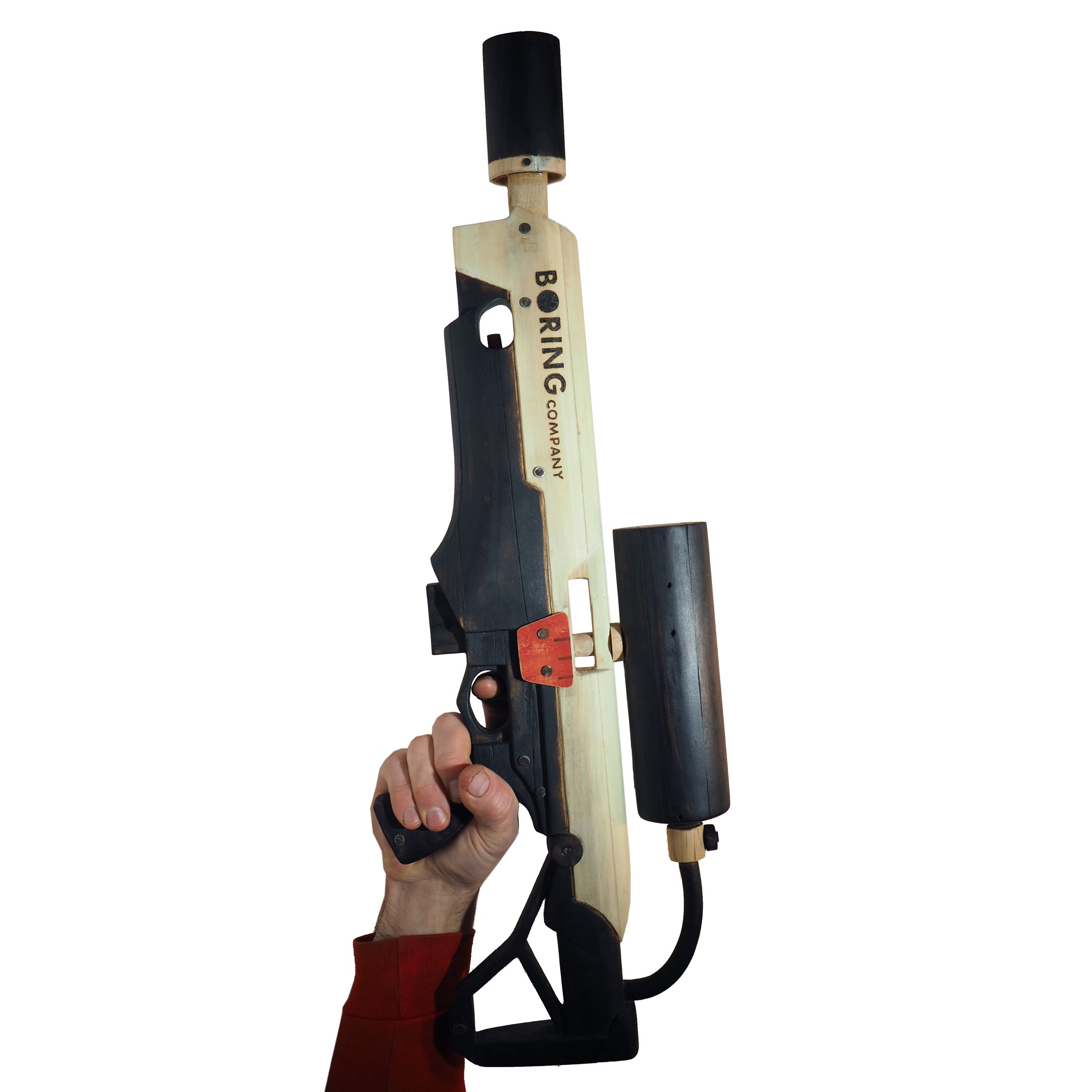 Elon Musk Boring Company flame thrower Twitter X Tesla corporate culture anti-capitalist woodworking wood sculpture recycled reclaimed pallet wood satire celebrity parody art