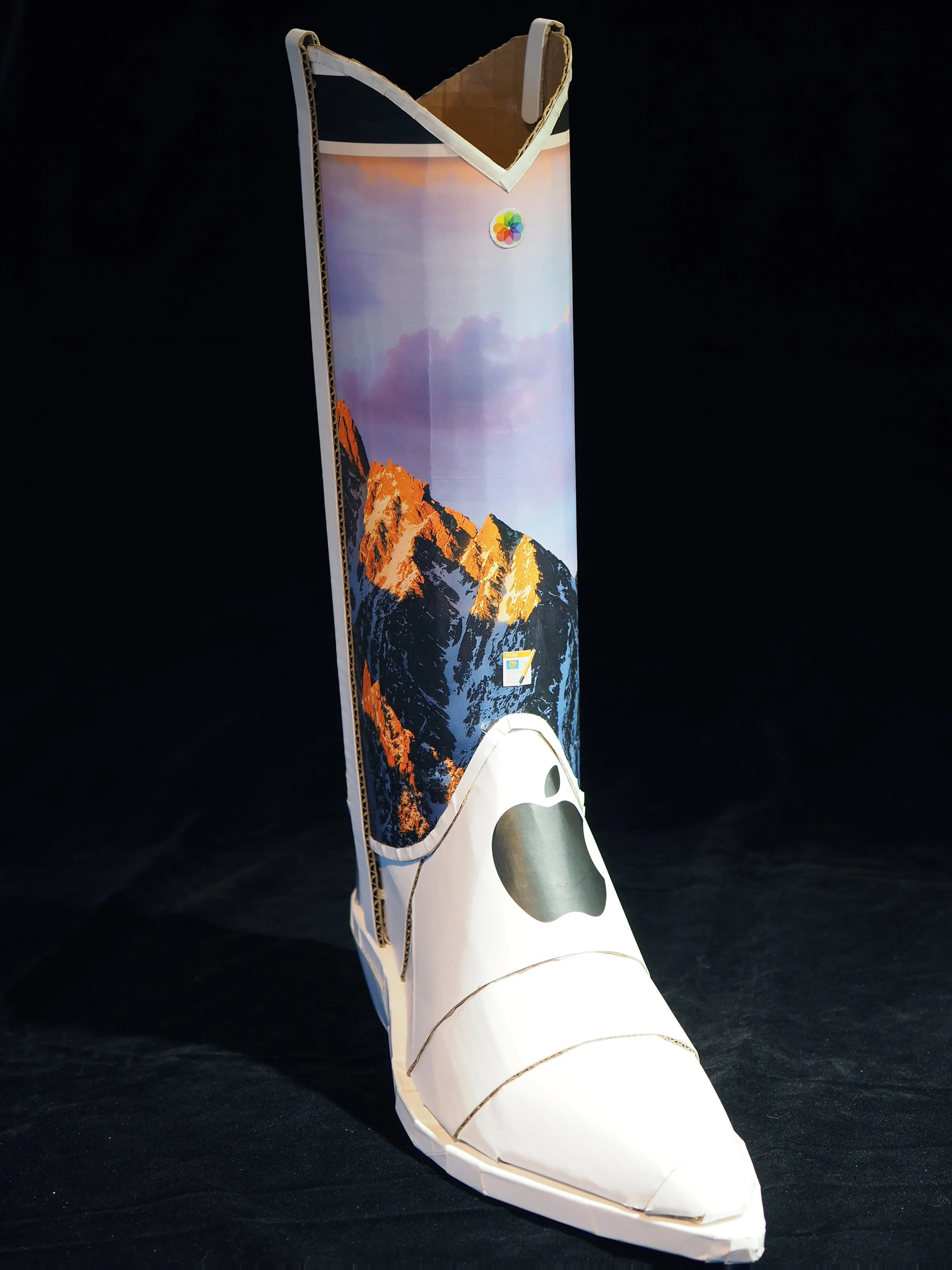 Apple iPhone iMac Macintosh corporate pop culture bashing anti-capitalist woke libs political cowboy boot recycled material fine art sculpture